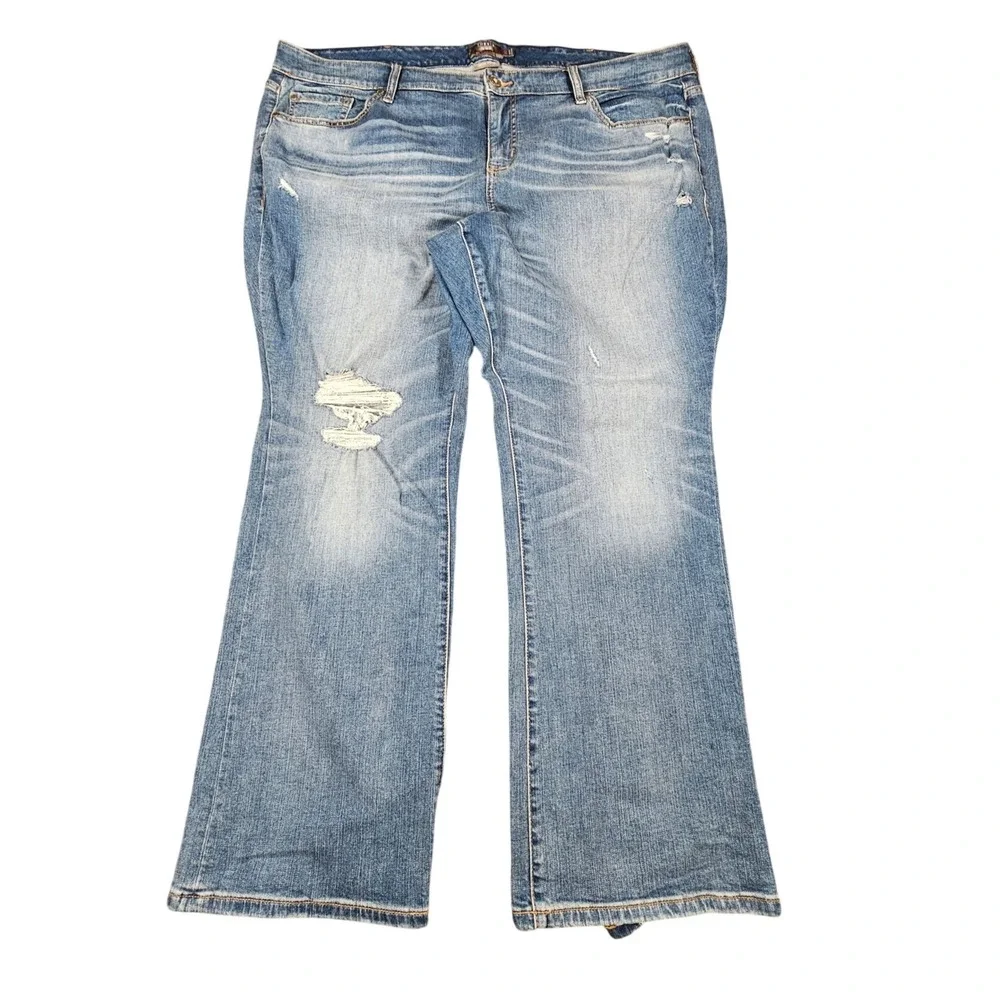 Torrid Mid Rise Slim Boot Jeans Womens Size 24S Vintage Stretch Distressed Blue